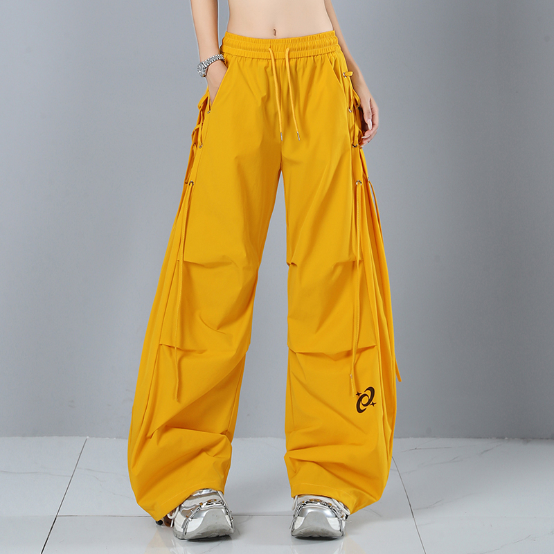 XVRV秋季新款宽松阔腿裤弯刀伞兵裤透气速干健身运动两穿休闲裤女