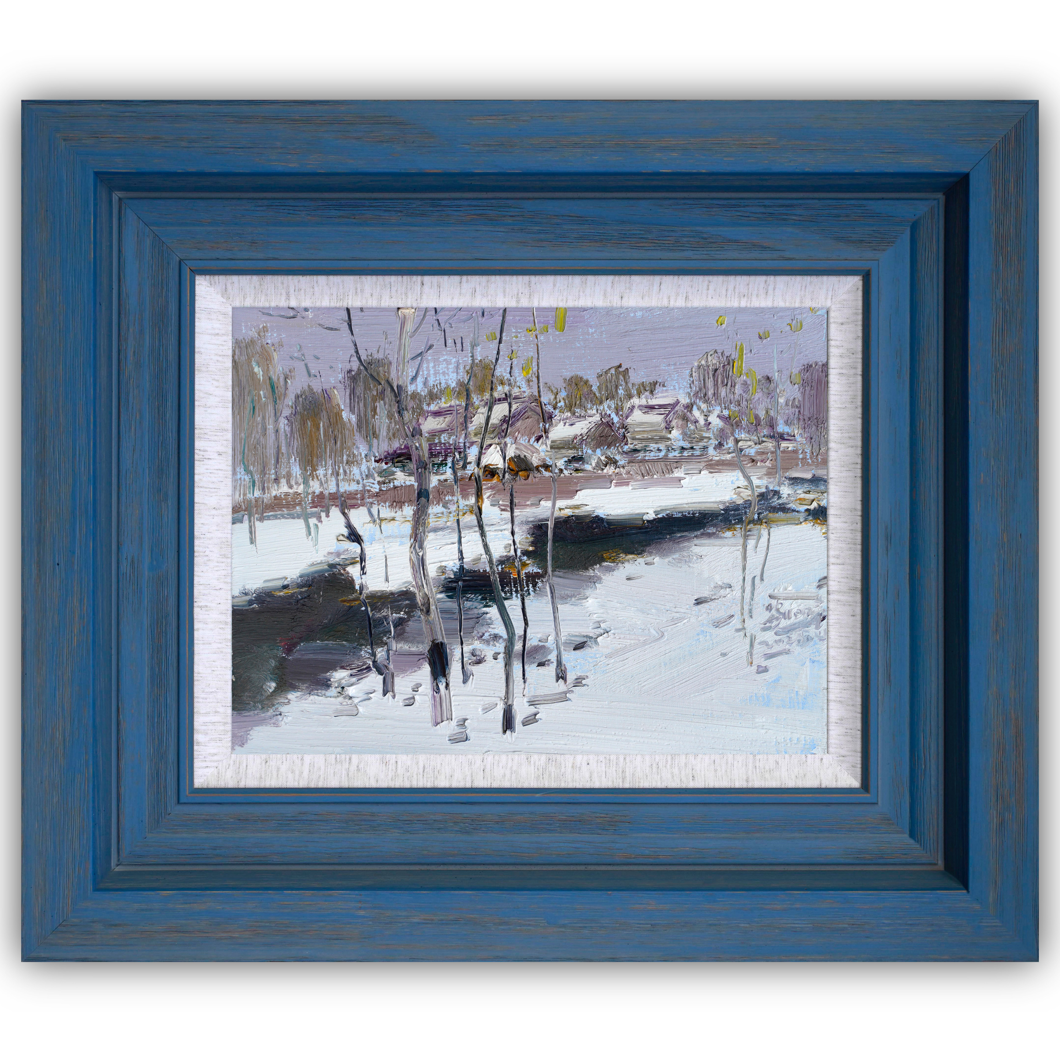 刘明亮意象油画原作风景画雪景艺术家原创手绘氛围感玄关餐厅挂画