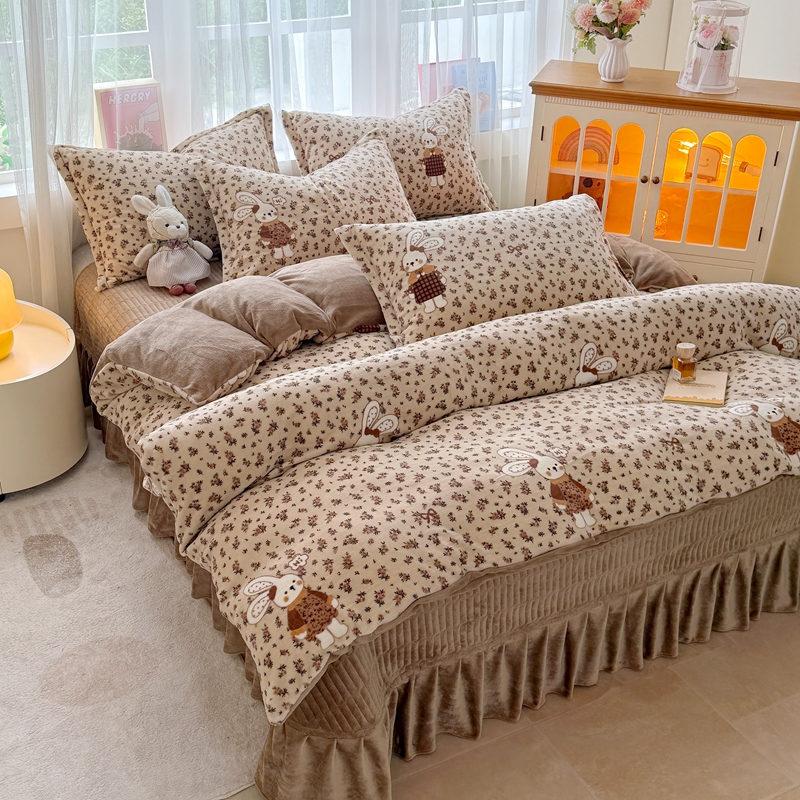 2026新款加厚床盖款牛奶绒四件套冬季双面加绒夹棉床上用品4件套