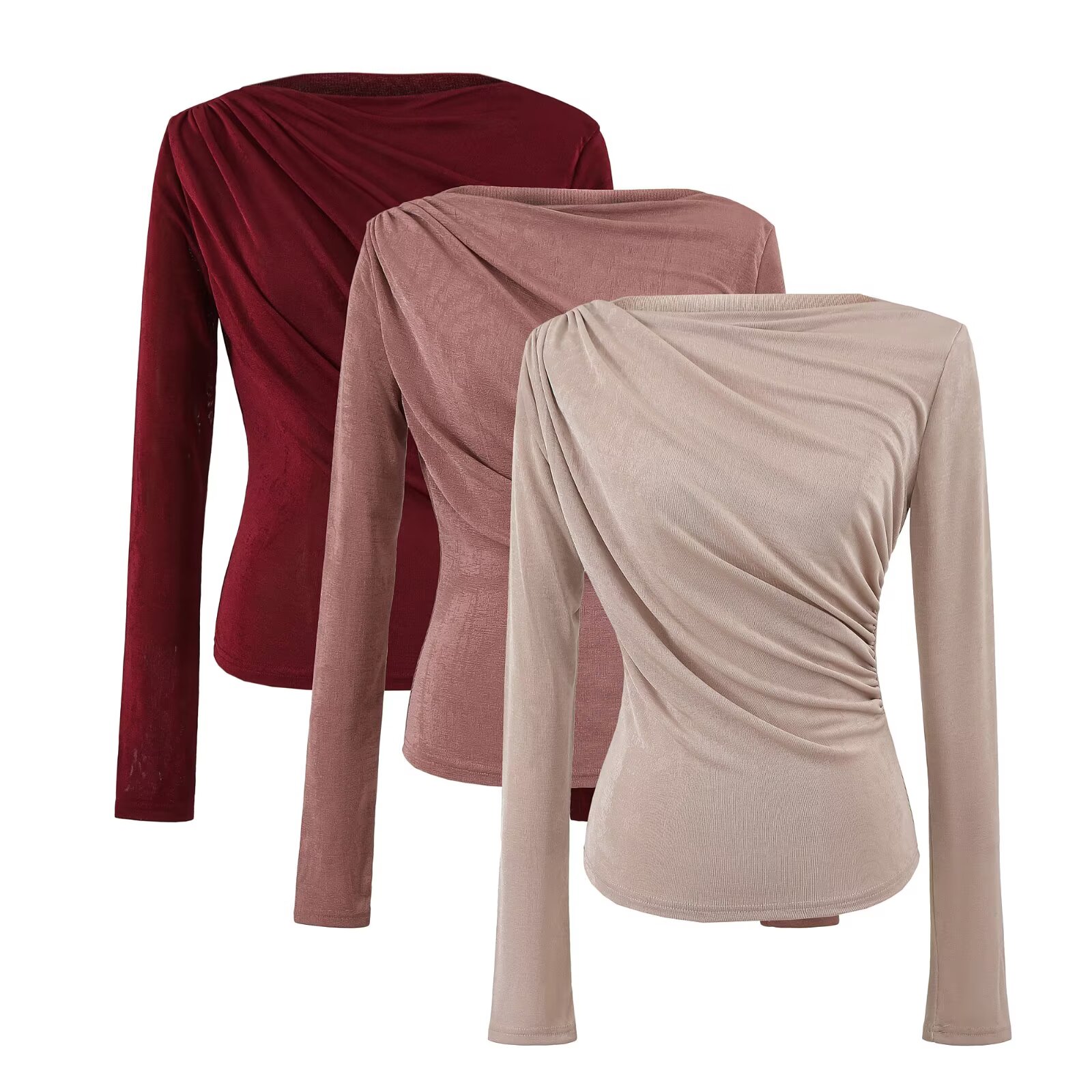 A984胸前褶皱一字肩