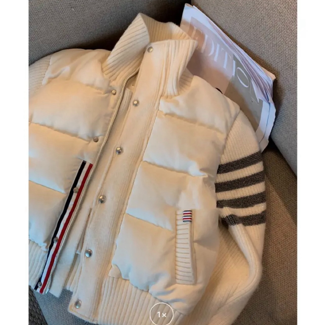 设计感 可溯源三*星安心白鸭绒 针织拼接羽绒服冬季短款外套A008