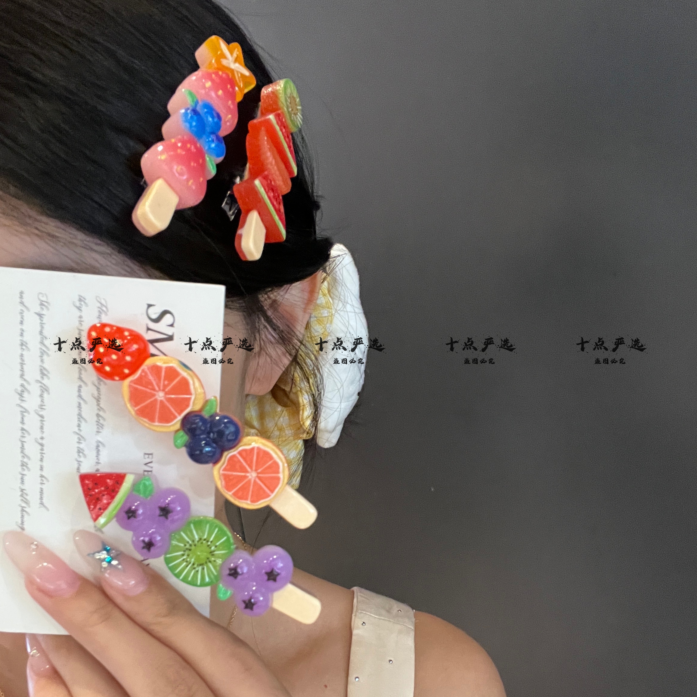 仿真水果糖葫芦发夹趣味搞怪食玩鸭嘴夹个性小众学生刘海夹发卡子