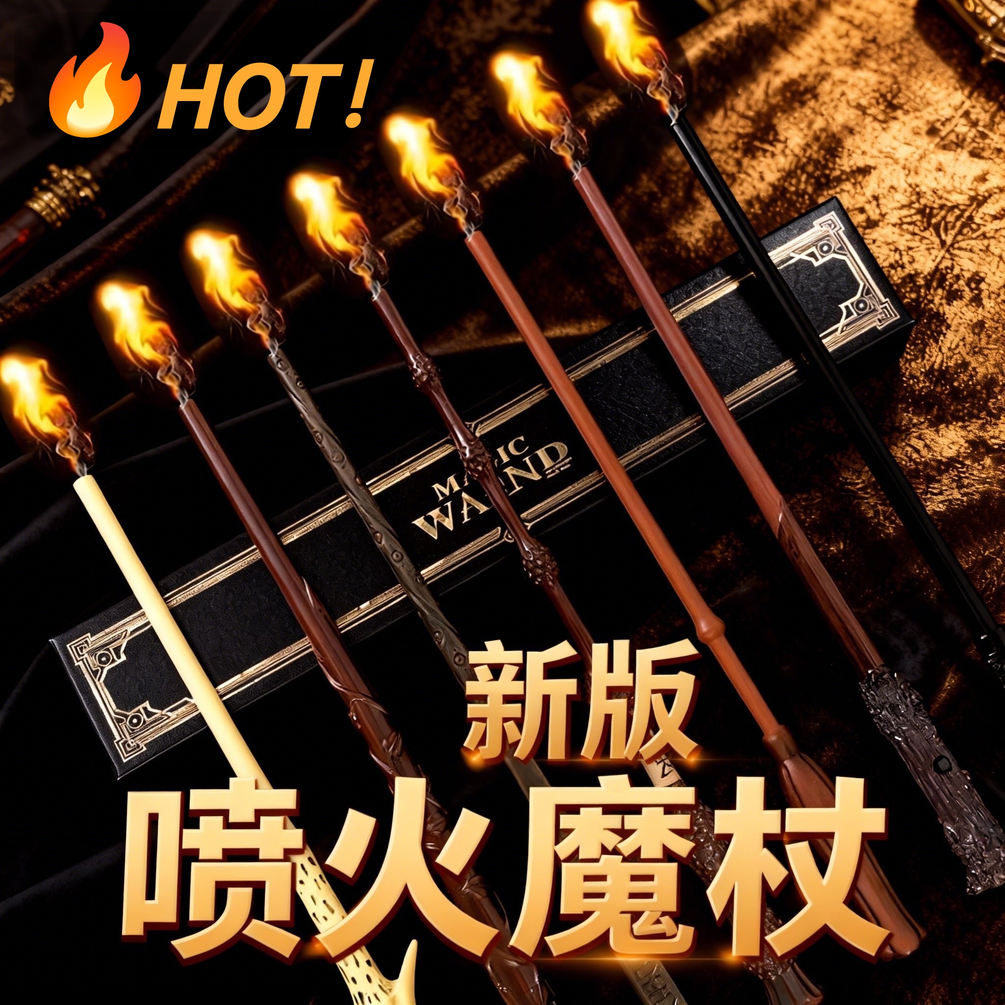 哈利波特新版喷火魔杖魔法棒火棍火杖火焰剧本杀道具魔术道具魔术