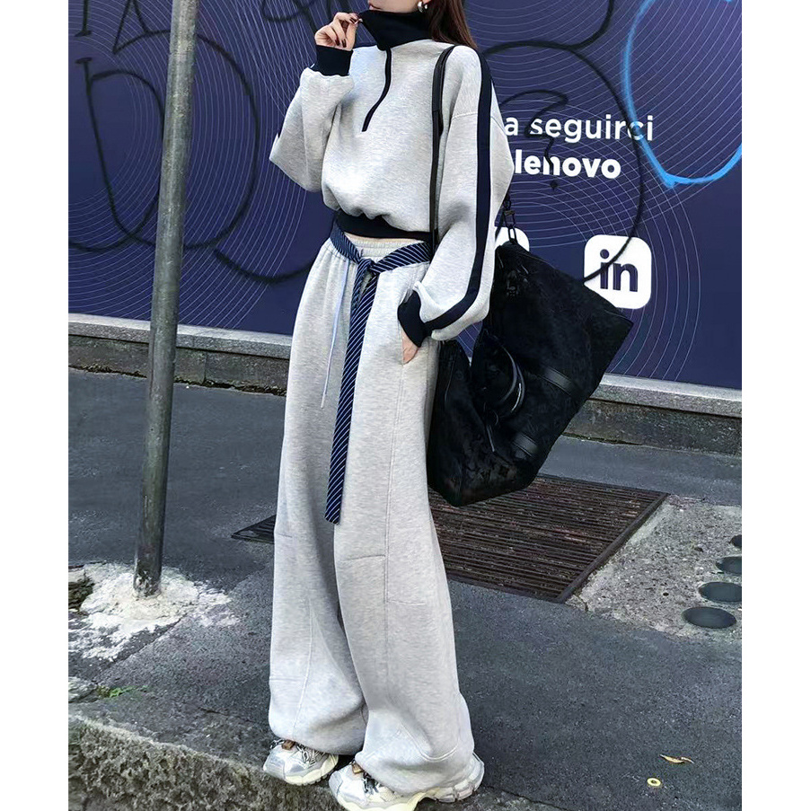 时尚运动两件套装2025秋冬款休闲慵懒风酷飒风女装高级感新款加厚