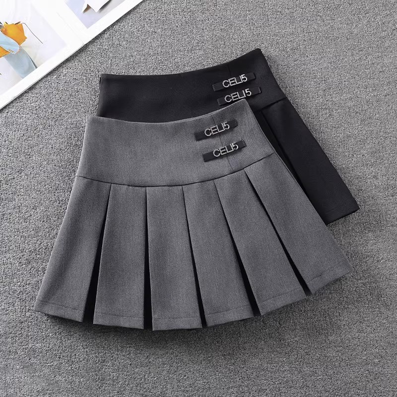 灰色百褶裙夏季2025新款高腰A字裙西装半身裙小个子显瘦百搭短裙