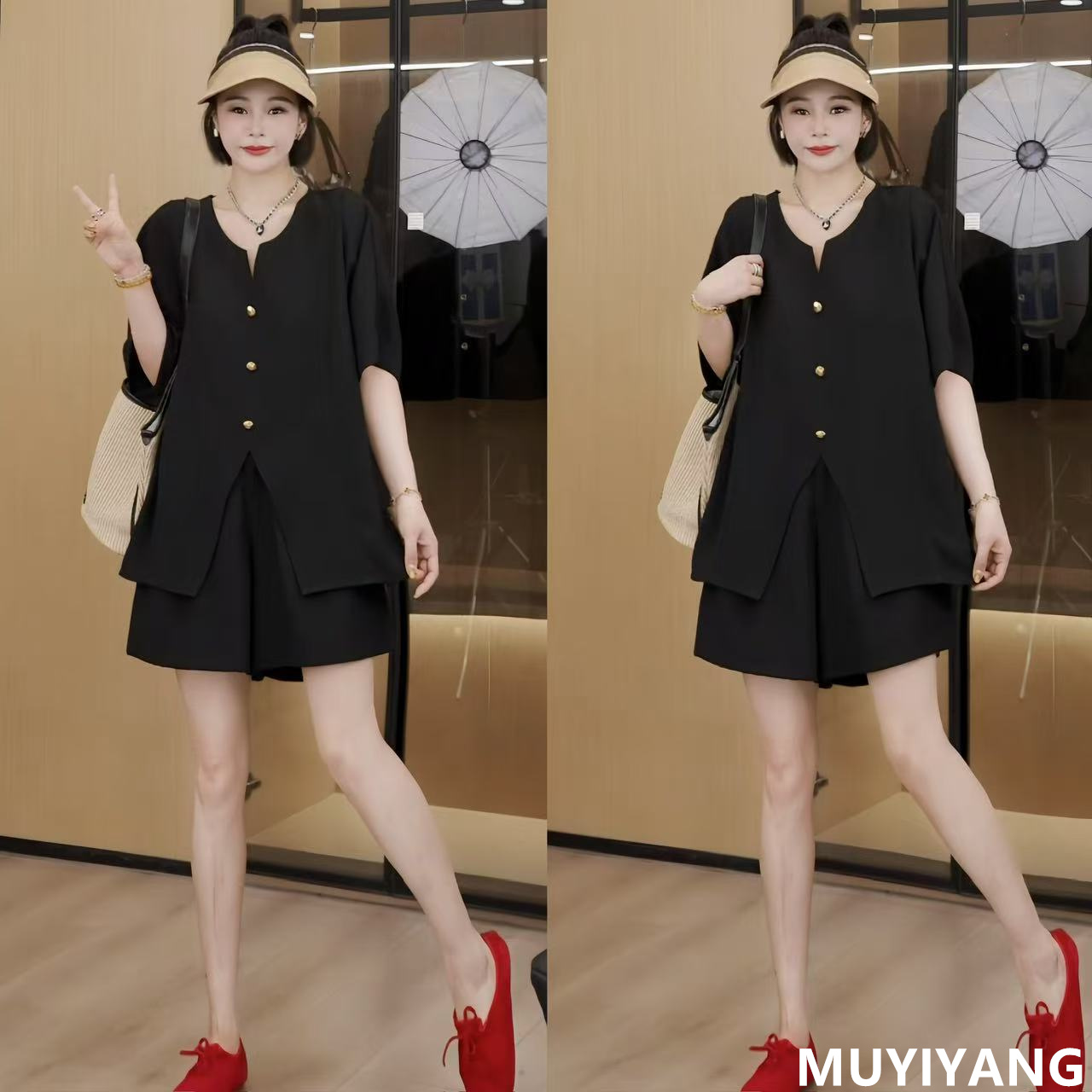 【风沙】设计感小众气质显瘦修身高定版两件套装 衣长70 24-440#