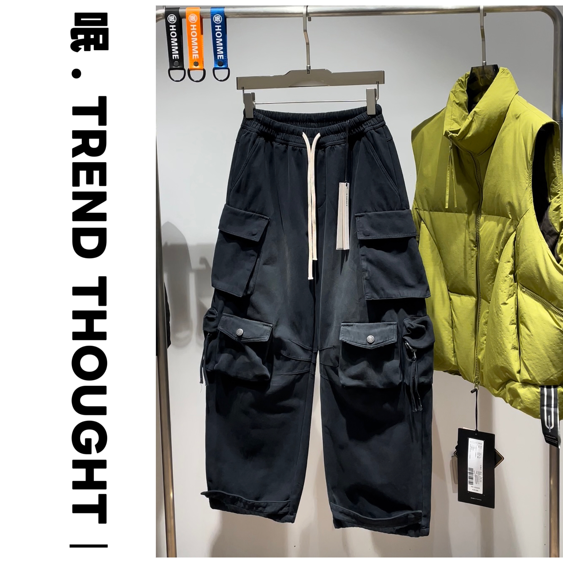 呡 . TREND THOUGHT丨JIUJIN加绒加厚工装休闲梭织裤冬直筒