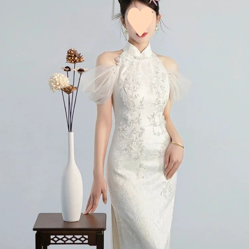 2025新中式晨袍女回门服新娘订婚礼服高端轻奢小众改良旗袍宴会连