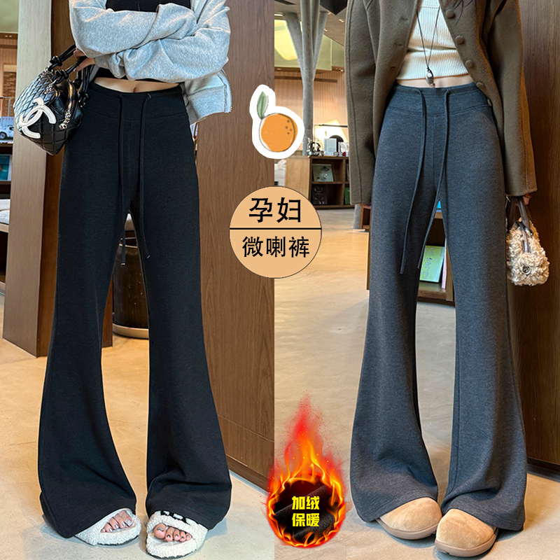 休闲舒适高腰加绒加厚秋冬季新款休闲裤女微辣显瘦百搭孕妇打底裤
