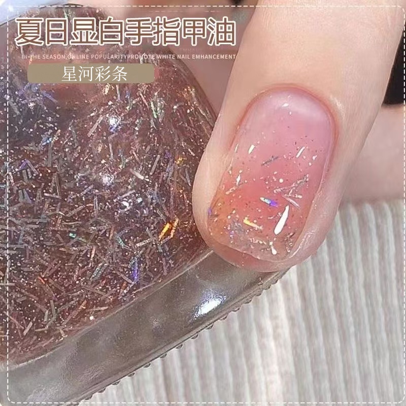 指甲油免烤持久不掉色无毒快干显白爆闪亮片网红爆款流行色美甲油