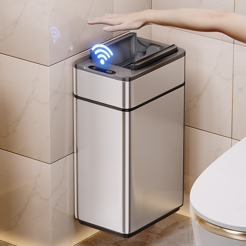 卫生间不锈钢垃圾桶壁挂家用智能感应自动高档高颜值带盖2025新款