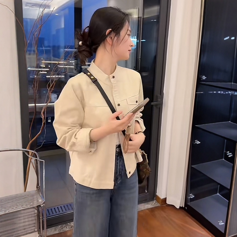 高级感薄款衬衫短外套女2025秋装新款小个子时尚休闲显瘦夹克上衣