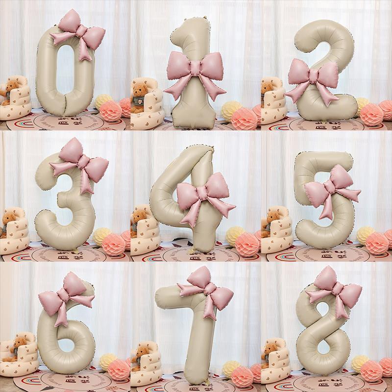 生日蝴蝶结数字1气球女孩周岁派对场景装饰布置女神氛围拍照道具
