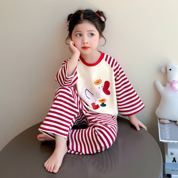女童睡衣春秋季儿童公主纯棉长袖套装卡通洋气秋款宝宝女孩家居服