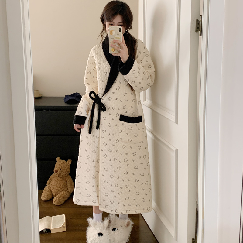 空气棉待产裙春秋冬季哺乳睡裙孕妇睡衣月子家居服产妇冬天可外穿