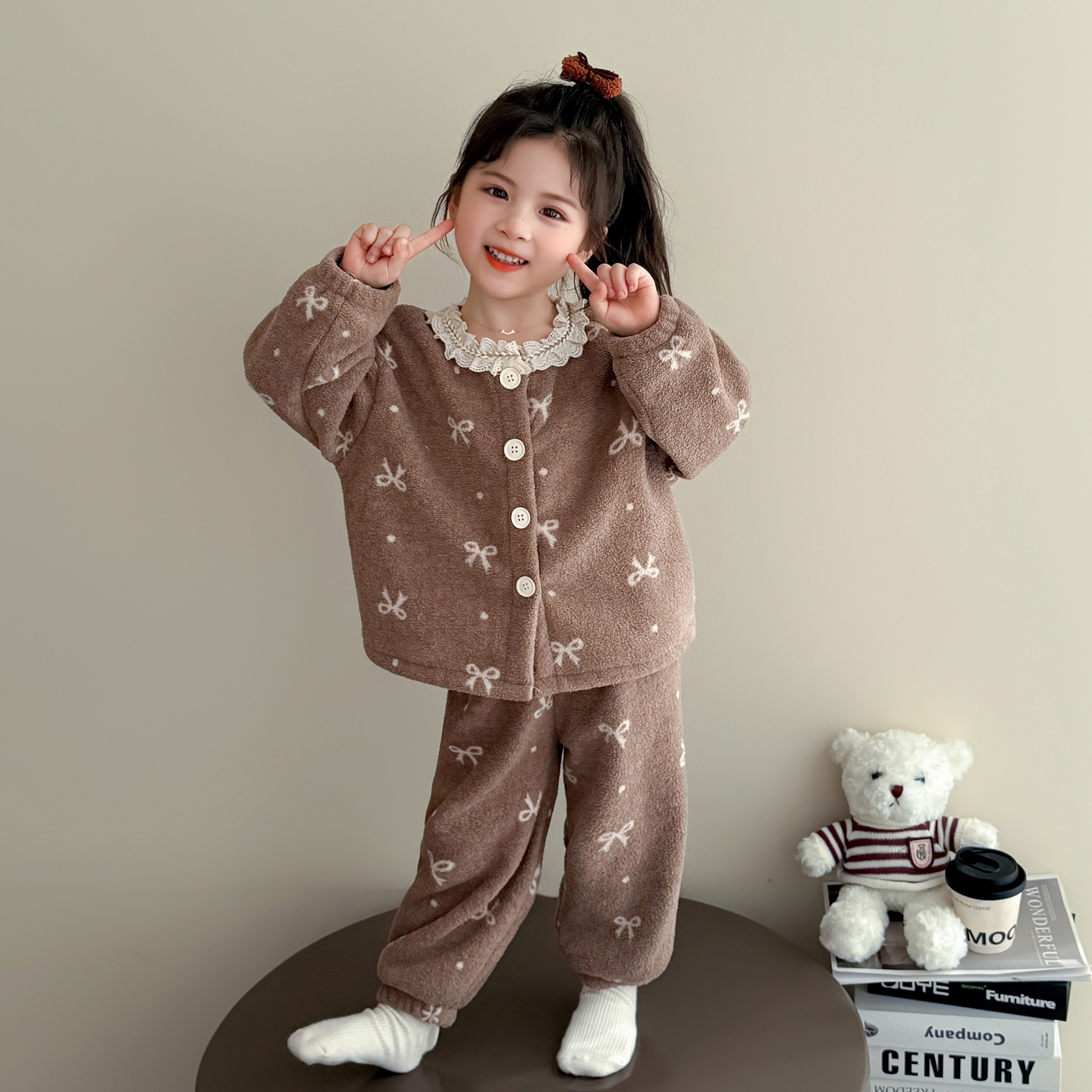 女童睡衣秋冬季法兰绒加厚珊瑚绒2025新款儿童家居服套装宝宝女孩