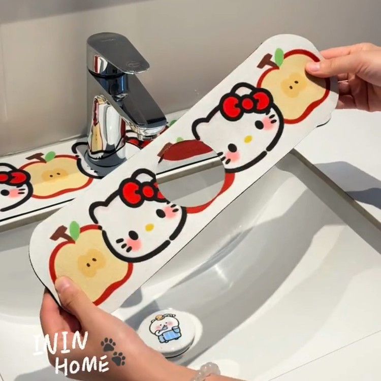 可爱kt水龙头沥水垫软硅藻泥吸水垫厨房卫生间边缘洗手台吸水垫