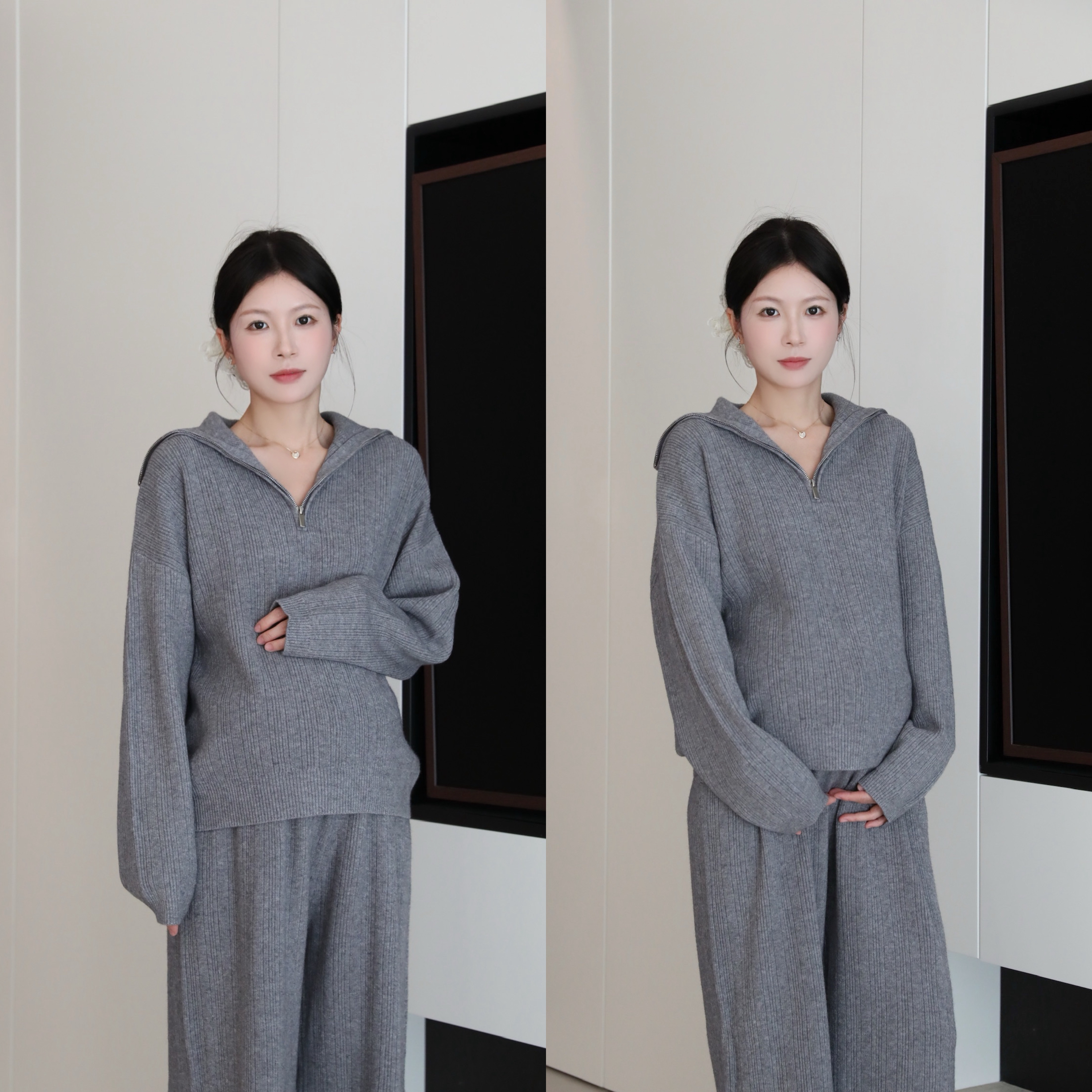 senenmu 拉链上衣+裤子两件套套装 加厚针织毛衣孕妇装套装