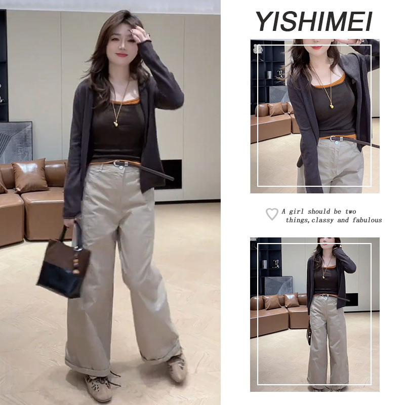 【现货】秋季时尚穿搭2025年新款韩系百搭吊带针织开衫休闲裤三件套