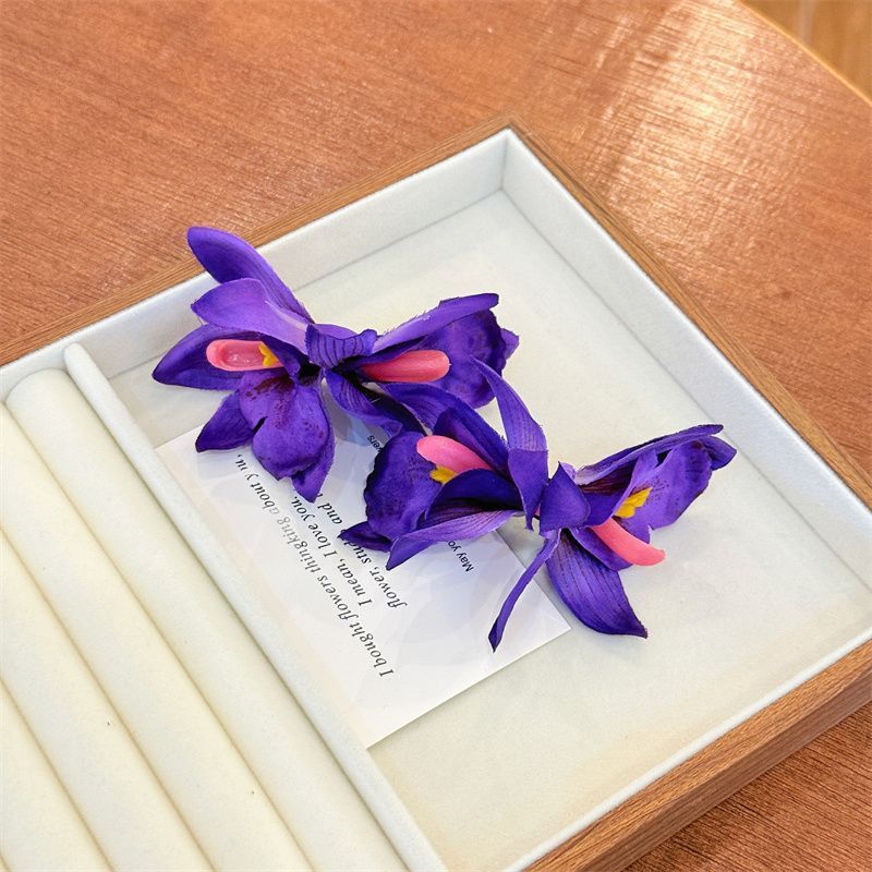 高颜值紫色兰花发夹百搭少女碎发一字夹时尚刘海侧边夹马尾发卡d1