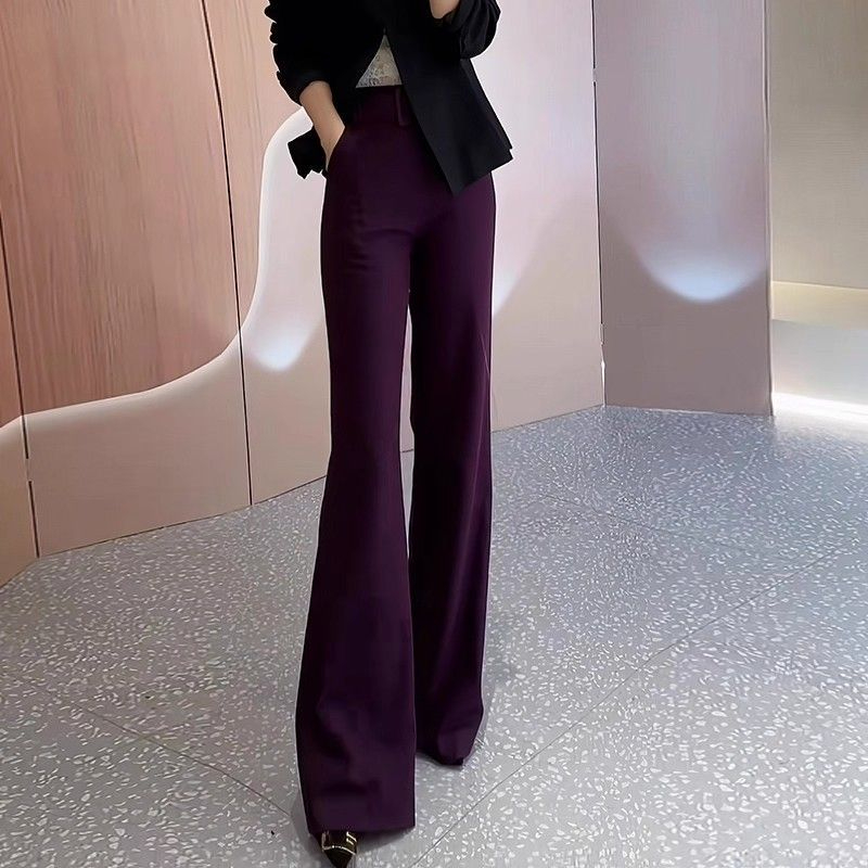 2025年秋季新款百搭气质紫色微喇叭裤女微喇裤女款爆款2025新款