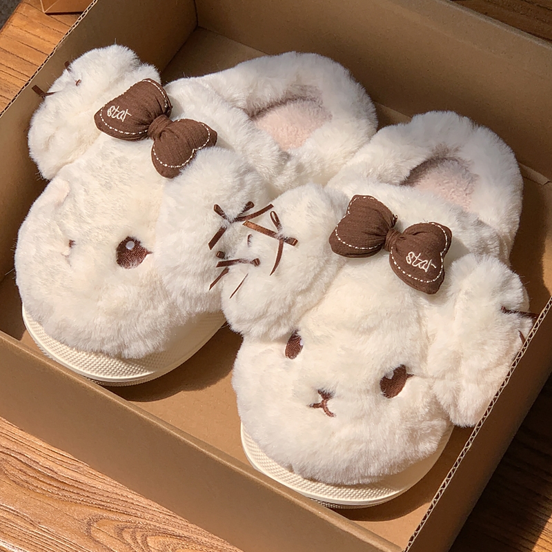 儿童棉拖鞋女童秋冬季可爱公主室内家居中大童加绒小孩毛毛拖鞋冬