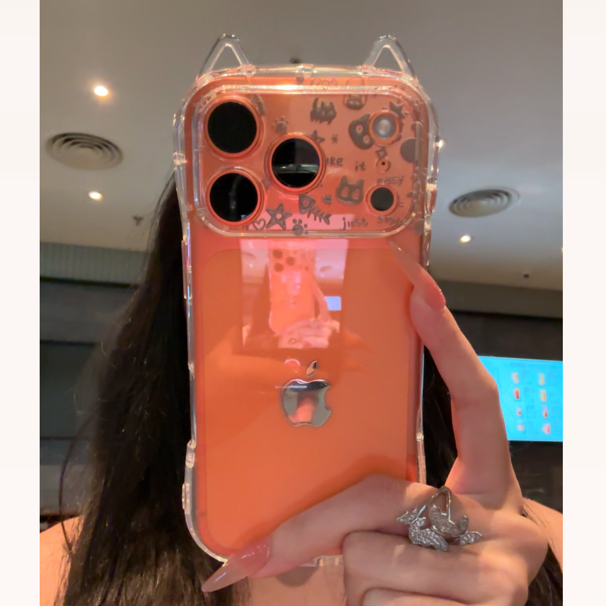 欧克里里鱼骨头猫适用iPhone16/17promax猫耳朵14/15手机壳13/12