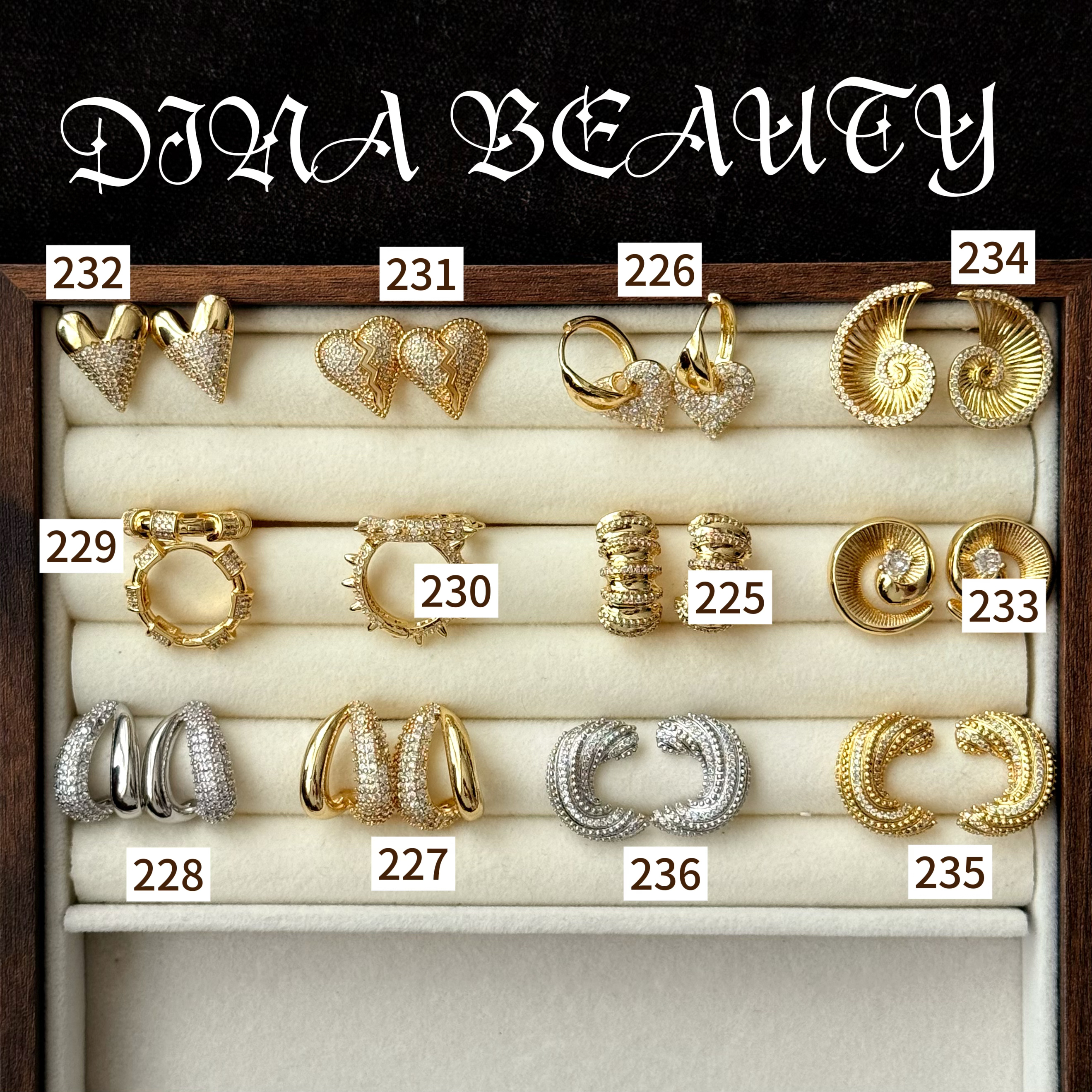 铜合金耳饰 DINA 「满锆石」耳钉耳环欧美风气质法式爱心时尚ins