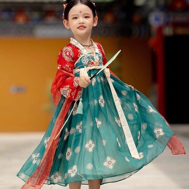 中国风女孩汉代儿童古装唐装改良裙超级仙女裙2025新公主裙