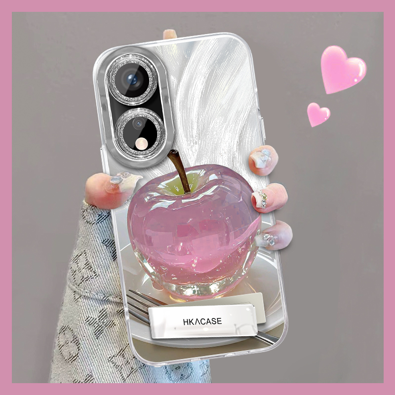 适用于oppoa1精孔羽纱晶莹粉苹果网红创意支架全包防摔手机壳女款