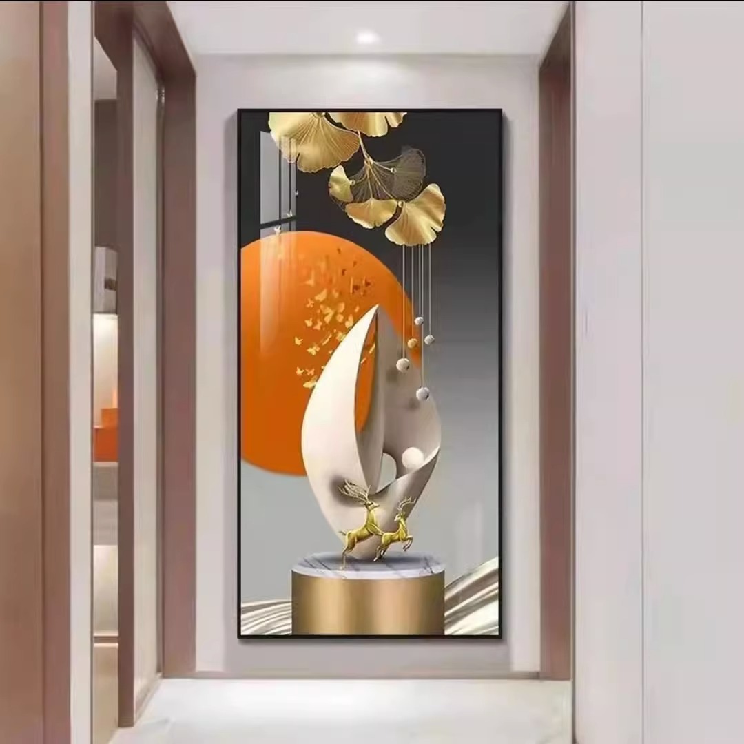 高端轻奢入户玄关装饰画客厅走廊过道挂画高级感新中式艺术挂画