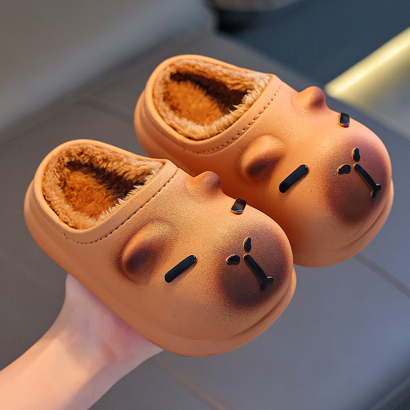 防滑软底秋冬季儿童棉拖鞋男女童保暖加绒防水中大童居家宝宝棉鞋
