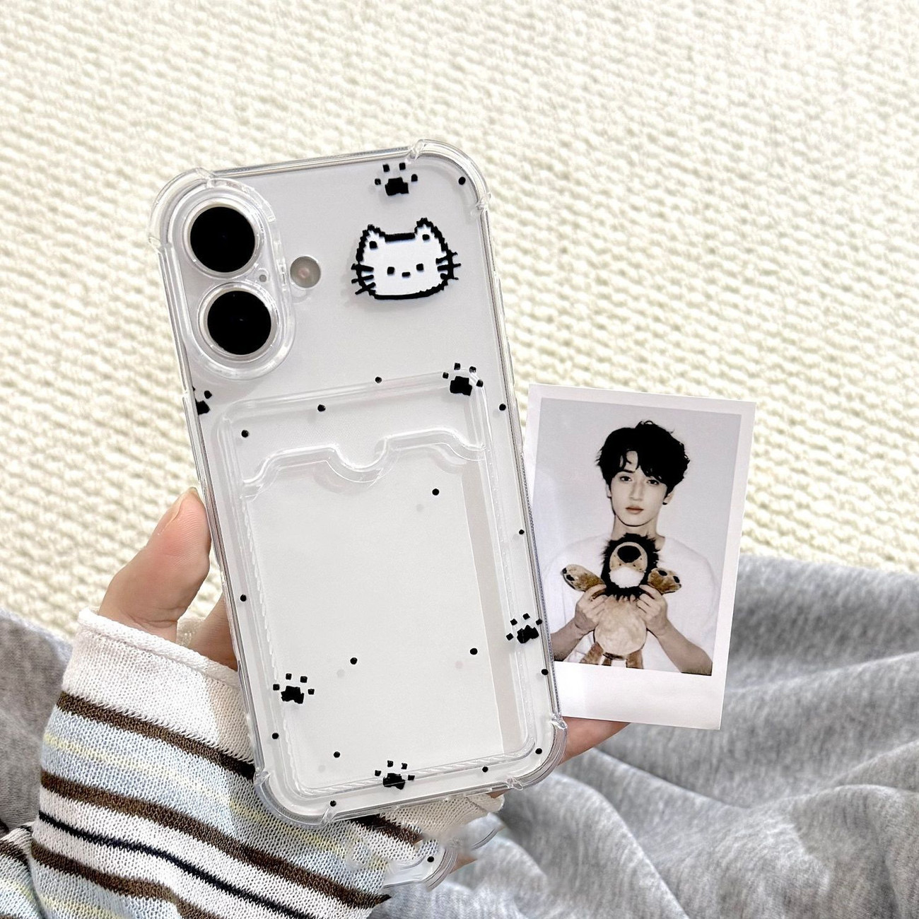 卡包壳像素猫适用于苹果17promax手机壳15保护壳14卡通13新款12软