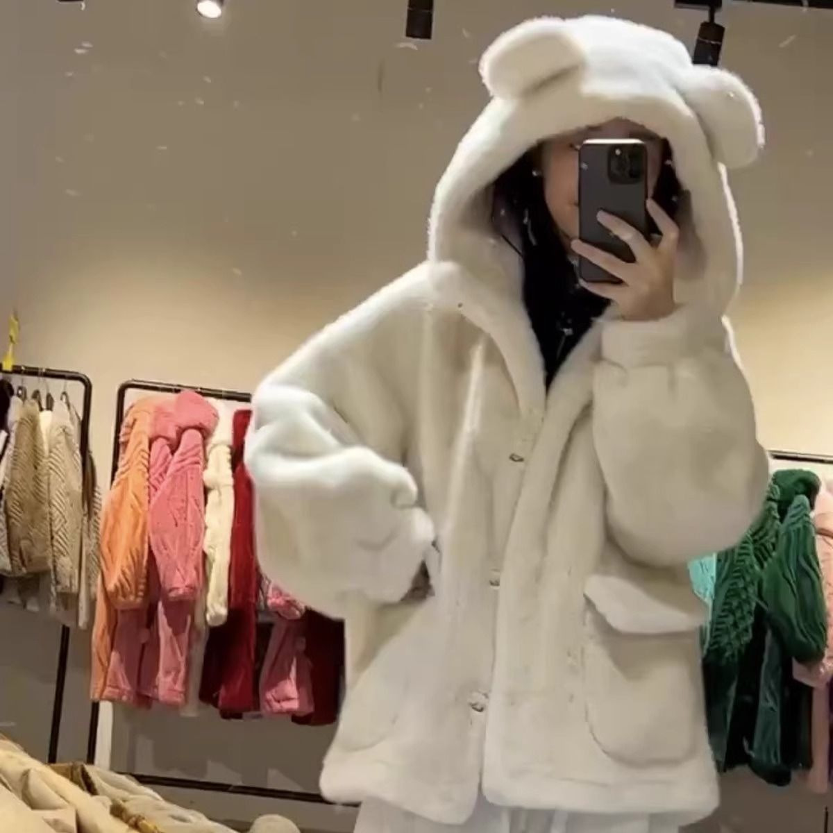 冬季加厚加绒宽松韩版时尚百搭网红带帽女装外套长款上衣 新款清