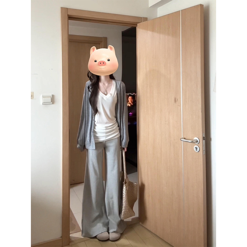 parkyeon夏季新款慵懒风防晒开衫短袖T恤上衣宽松阔腿休闲裤套装