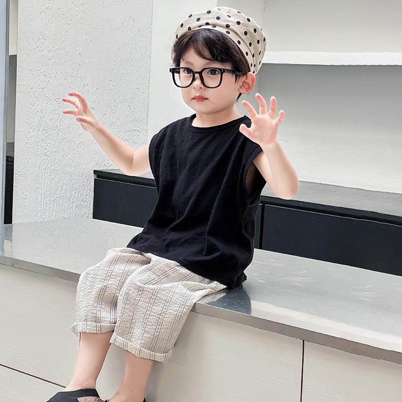 男女童夏装韩版无袖套装2025新款洋气儿童时髦宝宝夏季背心两件套