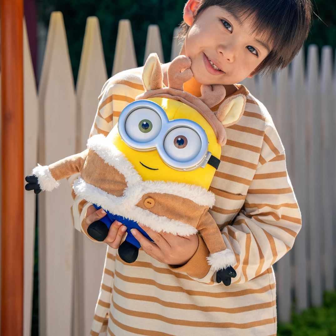 环球影城正品周边代购圣诞版小黄人鲍勃鹿角毛绒鲍勃