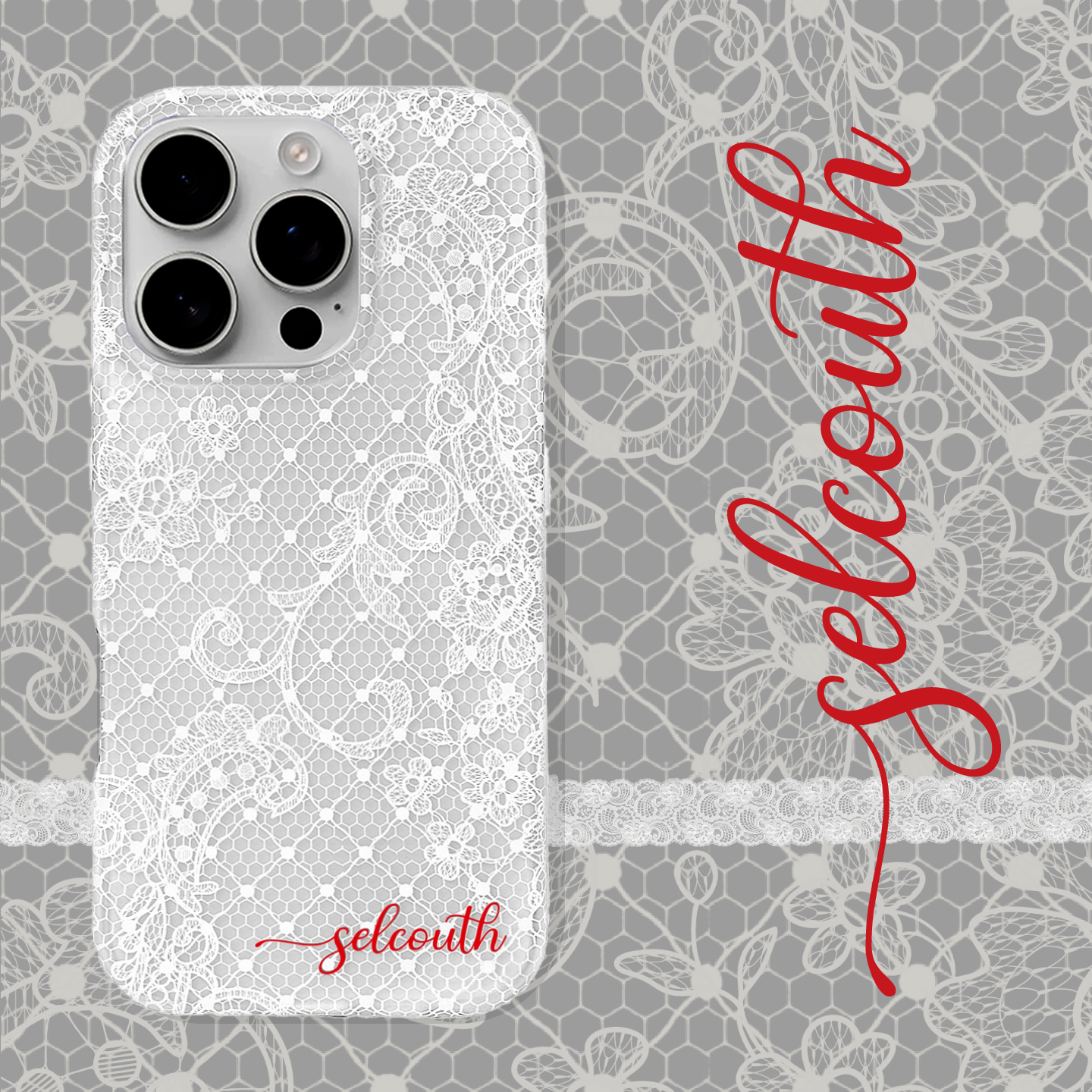 PaPaPa制造局 蕾丝花纹韩系磨砂适用苹果17pro手机壳珠珠挂链包挂