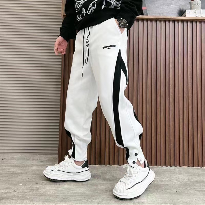 2025爆款男士韩版拼色束脚宽松长裤休闲运动秋季穿搭男士宽松束脚