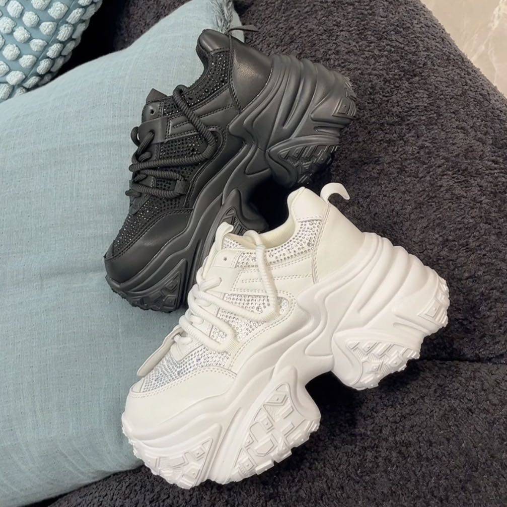 【模特腿】超轻厚底增高新款秋款休闲百搭亮钻老爹鞋