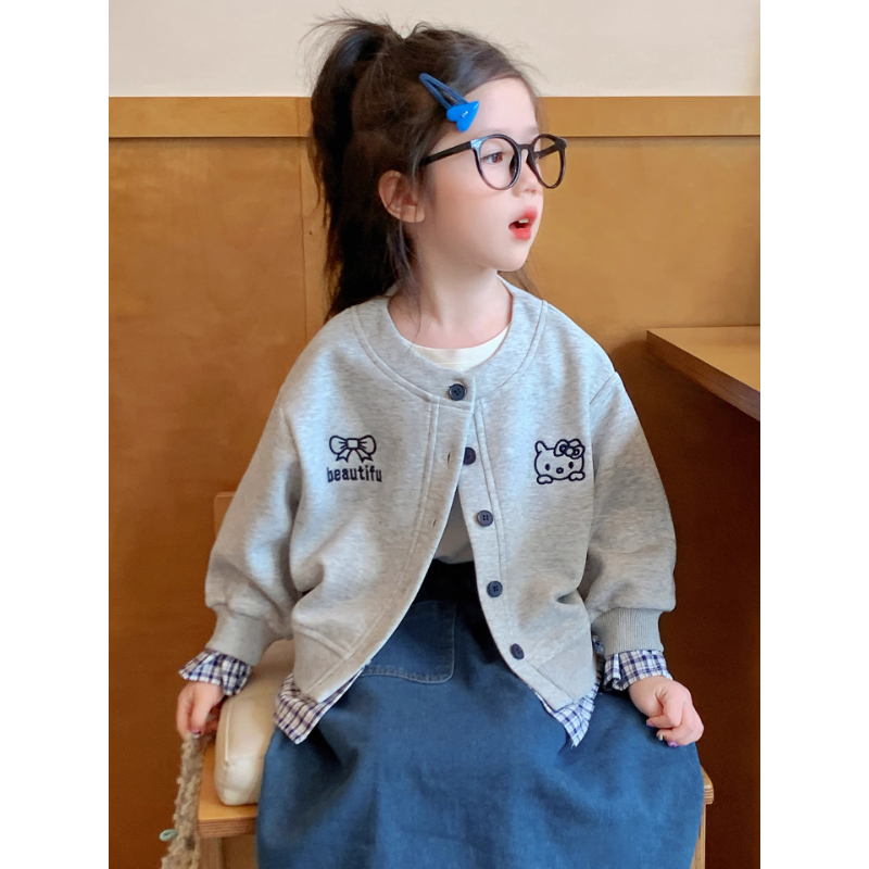 女童开衫外套秋季2025新款儿童棒球服韩范宝宝春秋超好看针织上衣