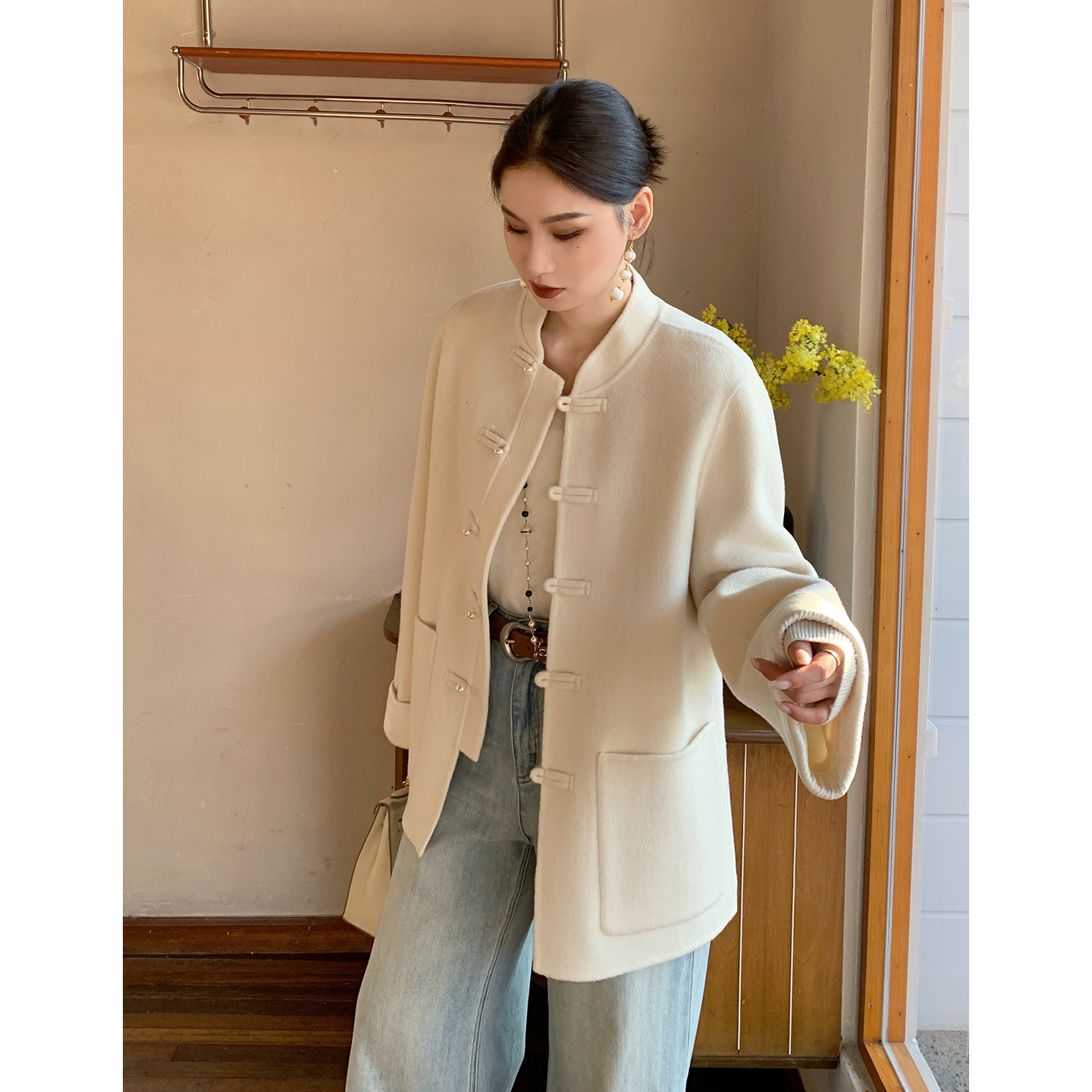 PRASE·噜【清平乐】100绵羊毛微胖显瘦冬新中式双面呢大衣PR510S109