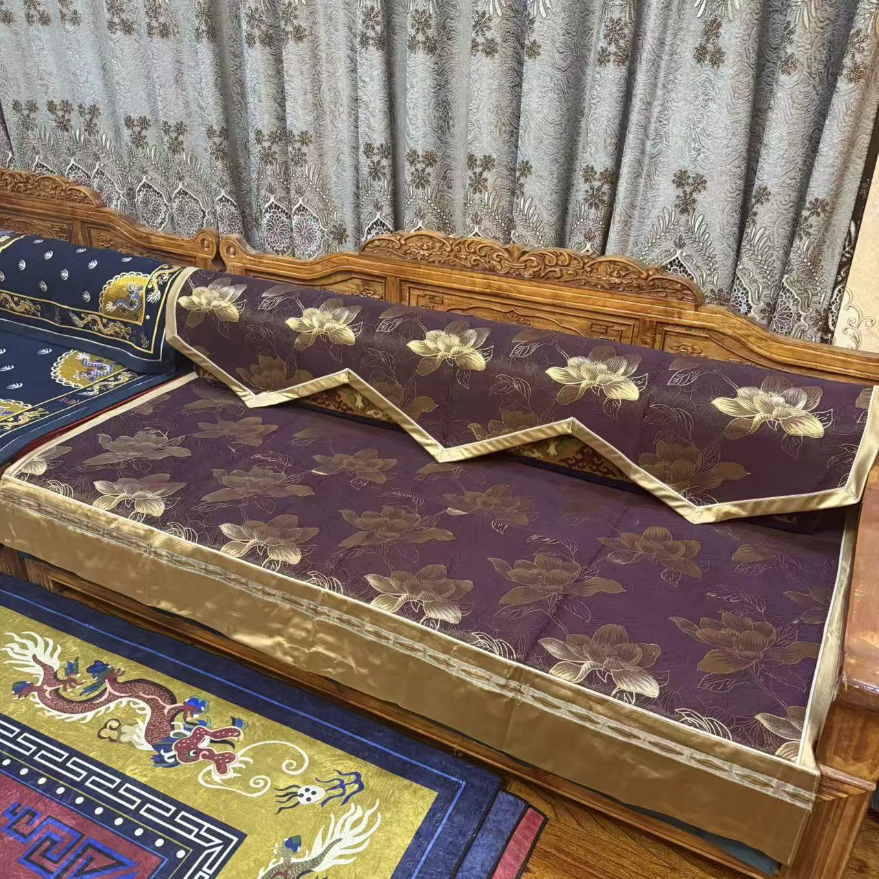 西藏包邮拉萨发货藏式沙发垫高精密荷花