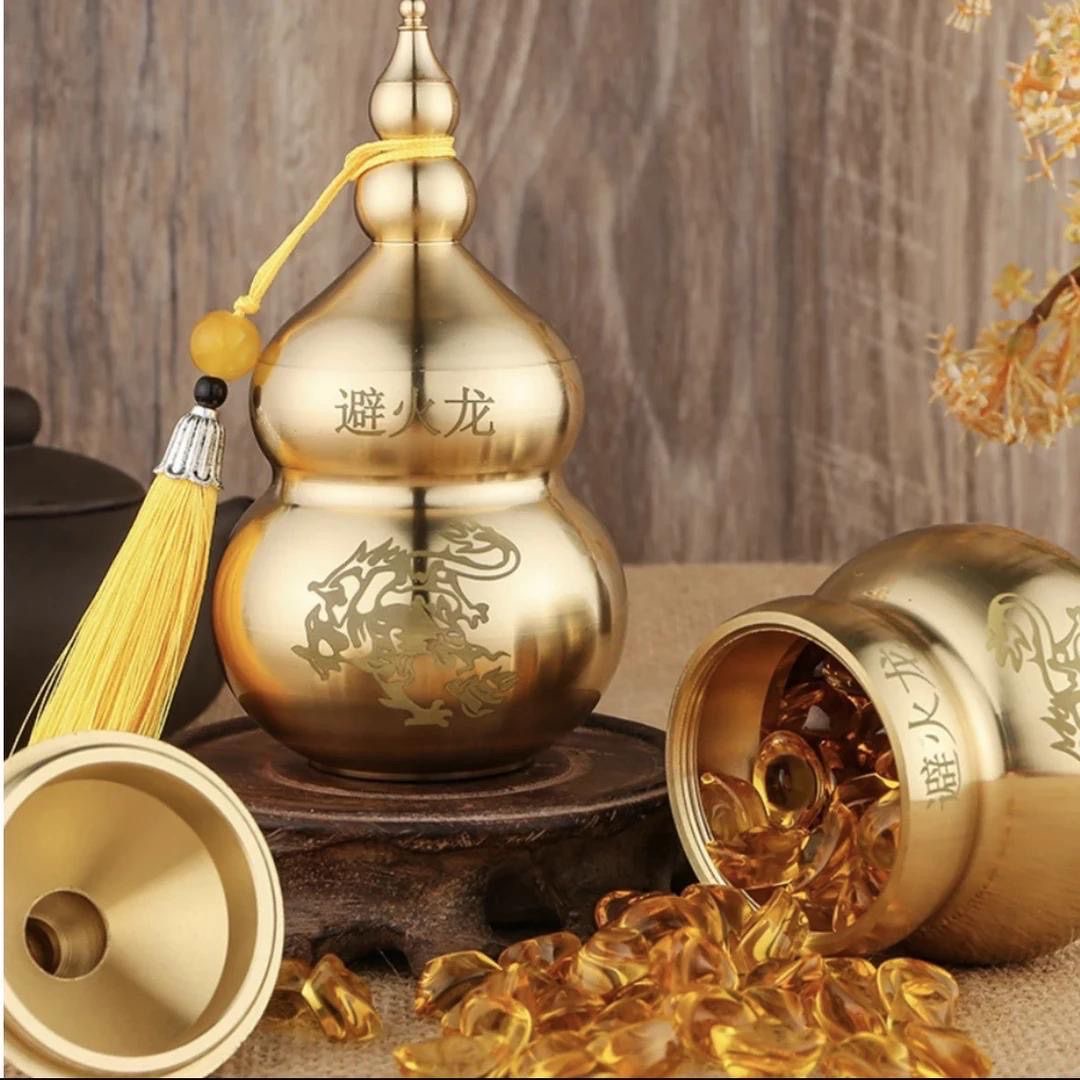 全黄铜辟火龙葫芦家用厨房摆件复古手工雕刻中式高档创意装饰品80