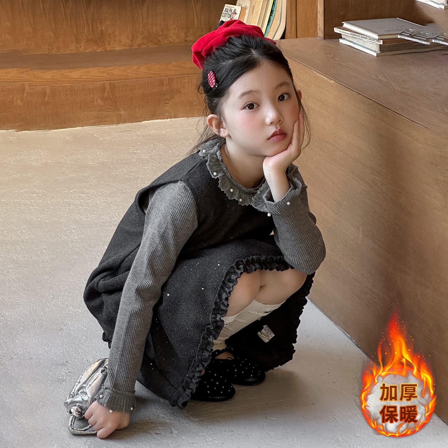 女童秋冬连衣裙2025新款儿童洋气时髦小香风套装大童韩系秋装裙子