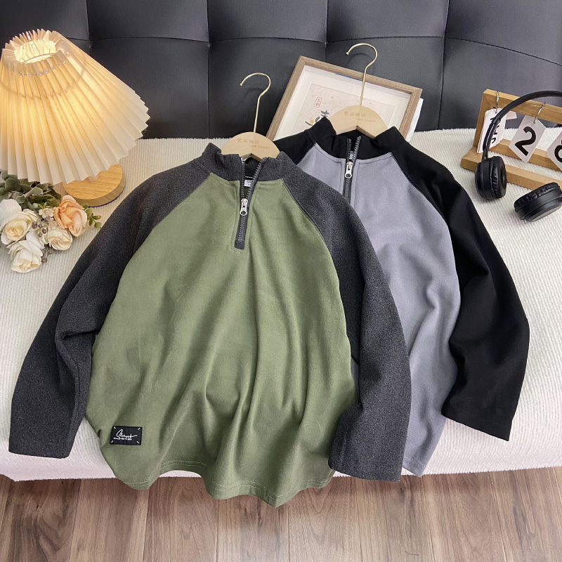 佑妈家童装 儿童秋冬新款打底衫 男女童长袖半开衫德绒长袖