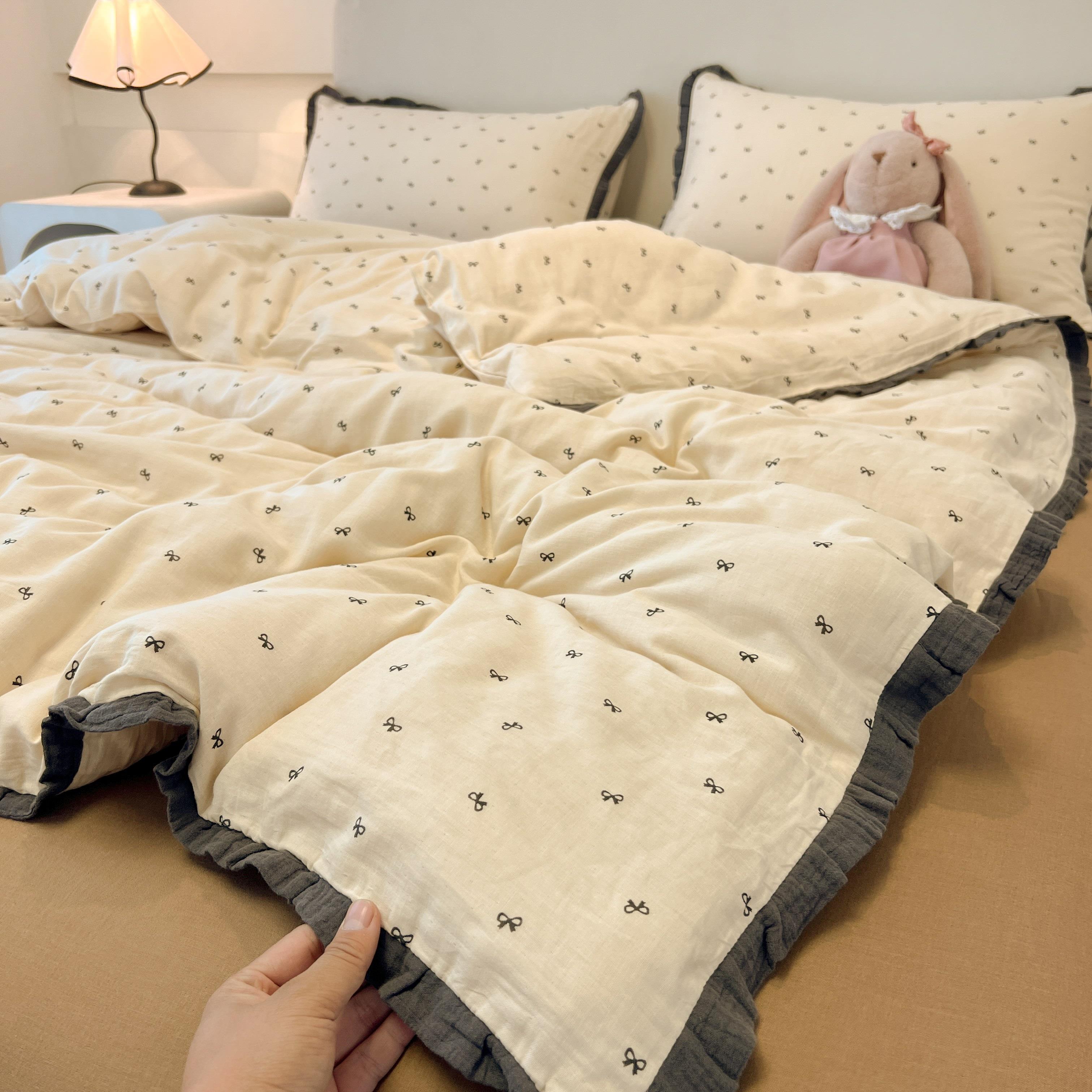 IKEA宜家A类法式床上用品四件套双层纱被套床单夏床笠宿舍三件套4