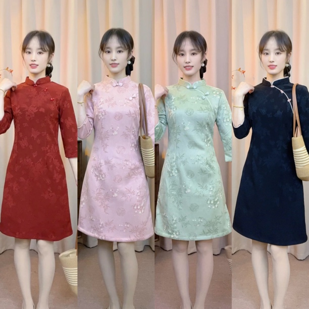 芊芊【竹韵】2025新款早秋新中式A版旗袍遮肚子日常订婚宴