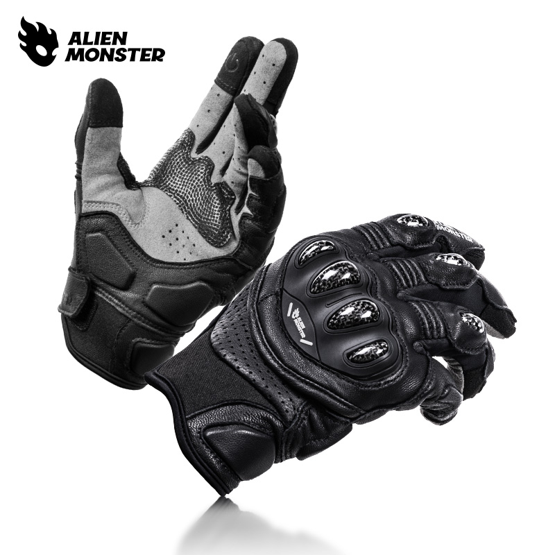 外星怪蚁王手套摩托车碳纤维真皮机车专业装备男女四季骑行触屏CE