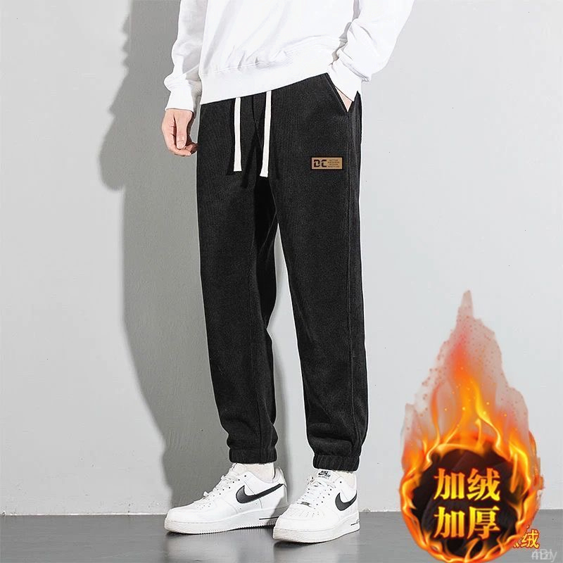2025新款男士秋冬束脚卫裤灯芯绒男裤加绒加厚冬季裤子防寒裤休闲